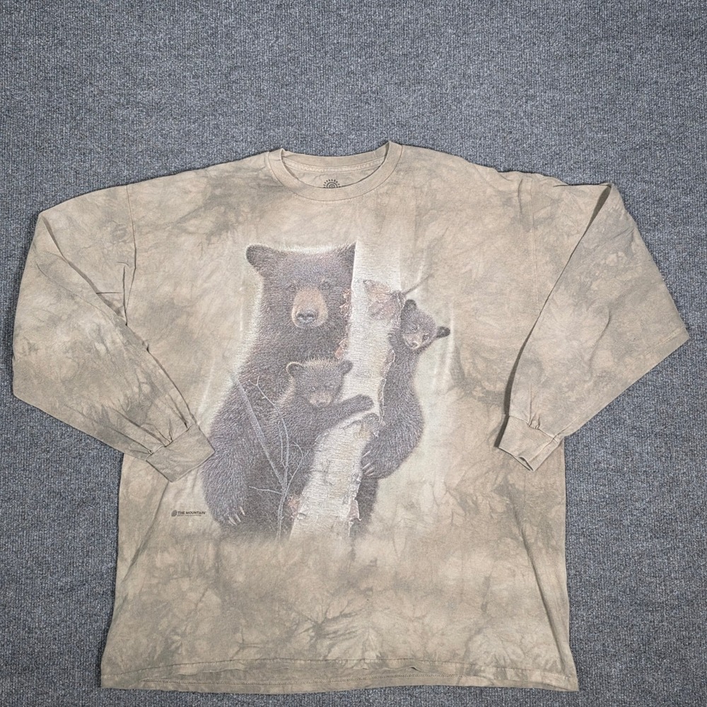 The Mountain Black Bear Family Long Sleeve Shirt Brown Tie Dye Mens 2XL Graphic
